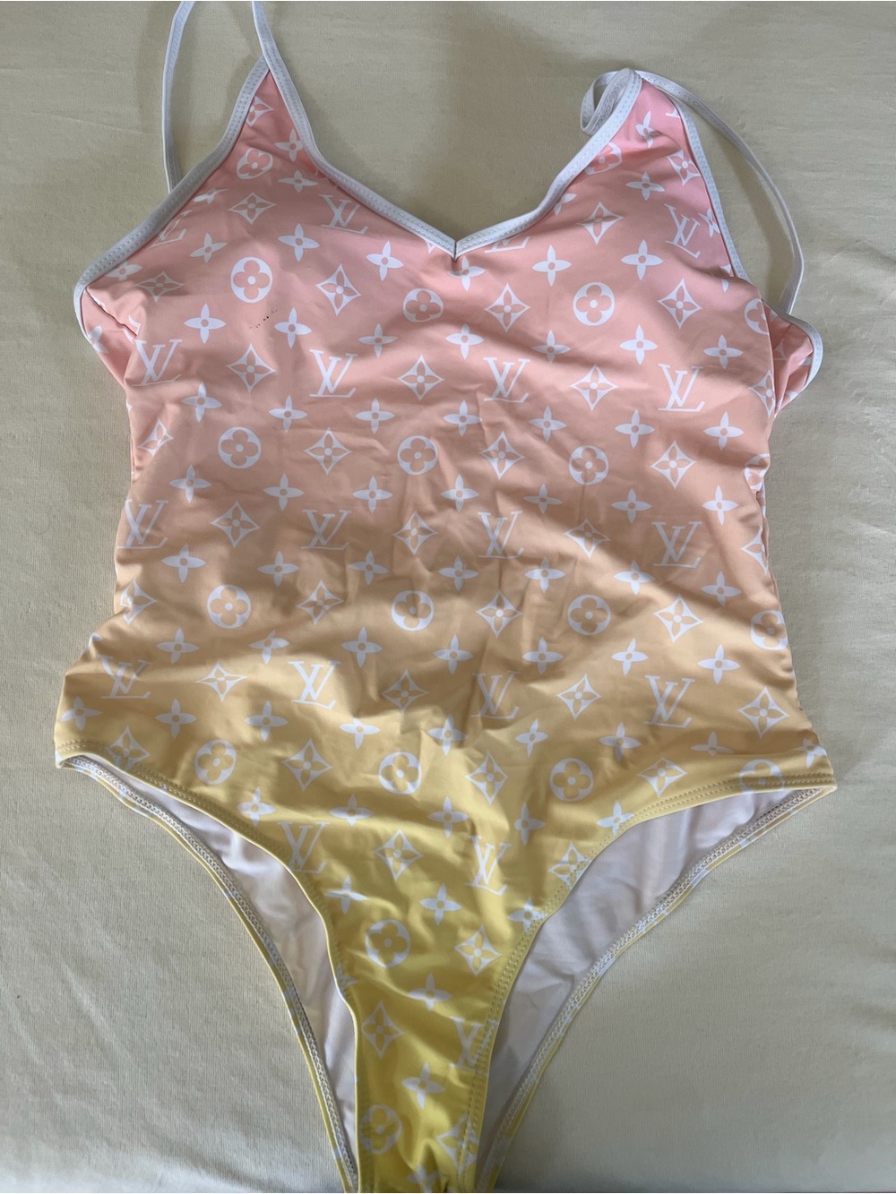 Louis Vuitton Pink to Yellow Gradient Monogram One-Piece Swimsuit - Picture 5 of 8